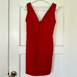 Little red stretch polyester halter dress